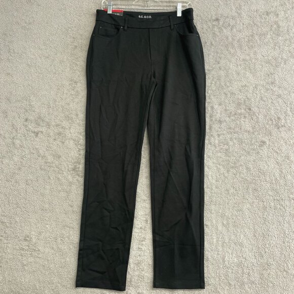 NEW S.C. & Co. Women's M Black Pull-On Slim Leg 5 Pocket Pants Stretched - Picture 4 of 10